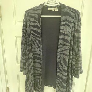 Chico's Travelers Womens Multicolor Printed Open Front Cardigan Sweater